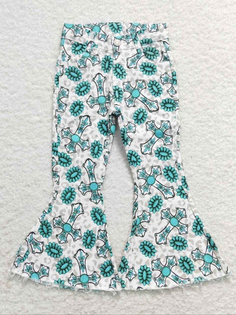 Western Turquoise Flared Pants Girls flare Jeans